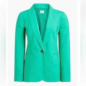 NWT J. Crew One Button Linen Blend Blazer Size 2 Bright Seafoam